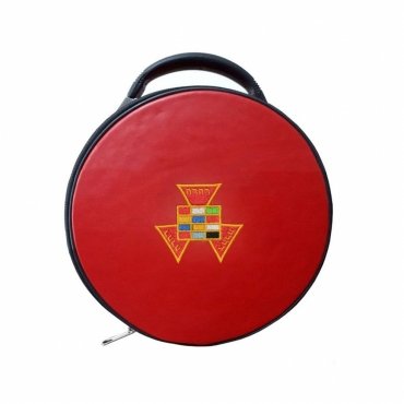 Past High Priest Royal Arch Chapter Crown Cap Case - Red Leather
