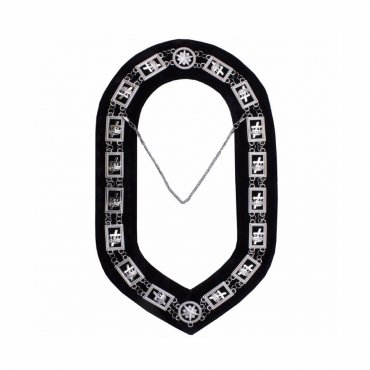 Knights Templar Commandery Chain Collar Silver Plated on Black Velvet