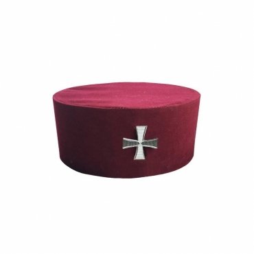 Knights Templar English Regulation Crown Cap - Maroon Velvet with Cross