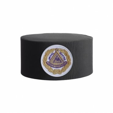GRAND MASTER BLUE LODGE CROWN CAP WHITE PATCH WITH GOLD EMBLEM & WREATH