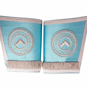 Worshipful Master Craft English Regulation Cuff - Sky Blue Hand Embroider
