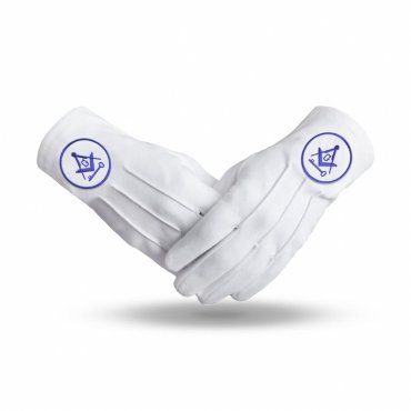 International Masons Gloves - Cotton With Square And Compass G & Key