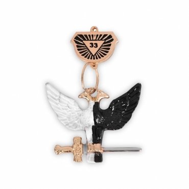 33rd Degree Scottish Rite Collar Jewel - Wings Up Rose Gold Plated