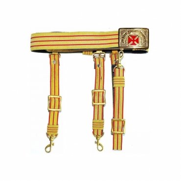 Past Grand Commander Knights Templar Commandery Regalia Belt - Red & Gold