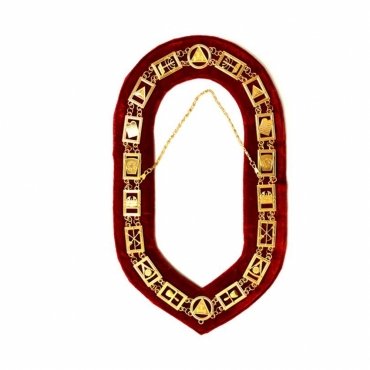 Royal Arch Chapter Chain Collar Gold Plated on Red Velvet