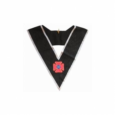 32nd Degree Scottish Rite Collar Black Moire with White Borders