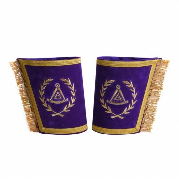 Grand Master Blue Lodge Cuff - Purple Hand Embroidery With Fringe