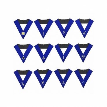 Officers Blue Lodge Officer Collar Set Royal Blue Machine Embroidery