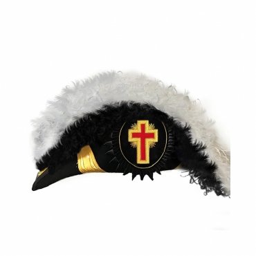 Past Commander Knights Templar Commandery Chapeau Black Underlayer Plumes