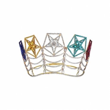OES Crown Rhodium Plating With Colorful Stars