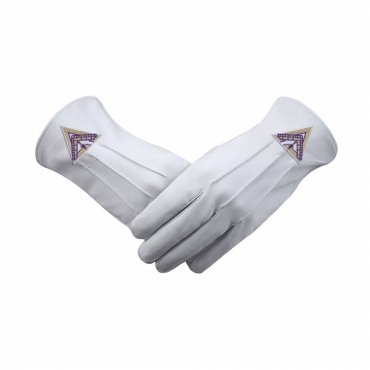 Thrice Illustrious Master Royal & Select Masters English Regulation Gloves - White Leather With Purp