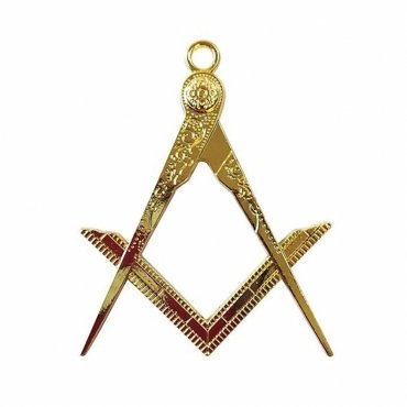 Master Mason Blue Lodge Collar Jewel - Square & Compass Gold Metal