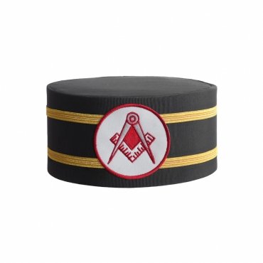 MASTER MASON BLUE LODGE CROWN CAP WHITE & RED WITH DOUBLE BRAID