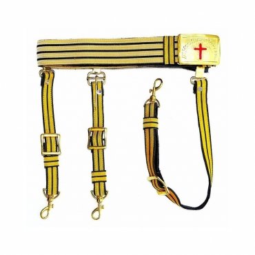 Past Commander Knights Templar Commandery Regalia Belt - Black & Gold Lace