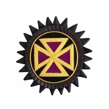 Past Grand Master Knights Templar Commandery Chapeau Rosette - Hand Bullion Purple Embroidery