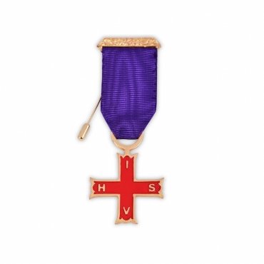 Red Cross of Constantine Breast Jewel - Purple Ribbon And Red Cross