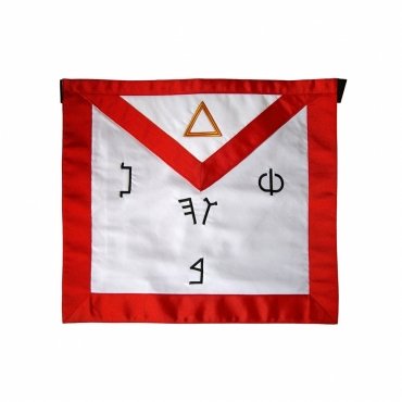 6TH DEGREE SCOTTISH RITE APRON WHITE WITH RED BORDERS