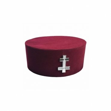 Preceptor Knights Templar English Crown Cap Maroon Velvet