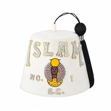 DOI PHA Fez Hat Pure White With Rhinestones (Two Rows)