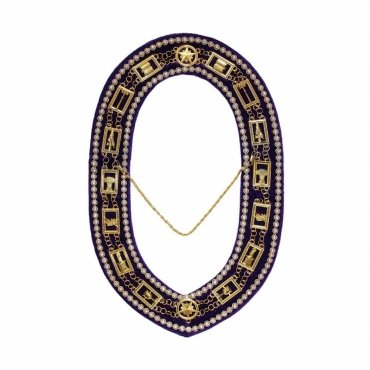 Worthy Patron OES Chain Collar Gold Plated With Blue Velvet