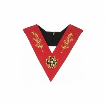 18th Degree Scottish Rite Collar Red Moire with Acacia Leaf