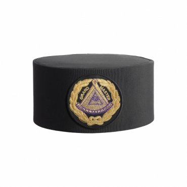 GRAND MASTER BLUE LODGE CROWN CAP BLACK WITH GOLD EMBLEM & WREATH