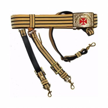 Past Grand Commander Knights Templar Commandery Regalia Belt - Red Cross