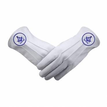 International Masons Gloves - Leather With Square And Compass G & Key