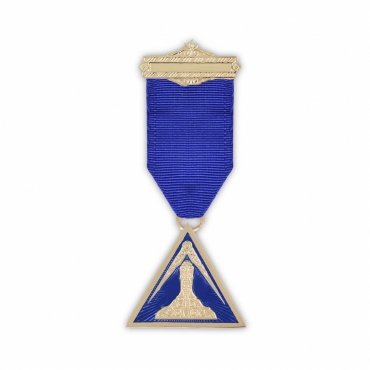Grand Architect Allied Masonic Degrees Breast Jewel - Gold Plated With Ribbon