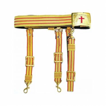 Past Commander Knights Templar Commandery Regalia Belt - Red & Gold Lace