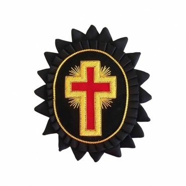 Past Commander Knights Templar Commandery Chapeau Rosette - Hand Bullion Embroidery with Rays