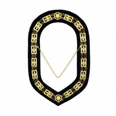 English Scottish Rite Chain Collar Gold Plated on Blue Velvet