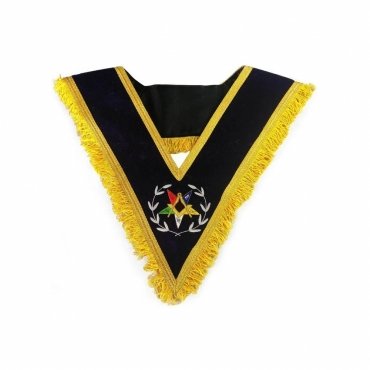 Past Grand Patron OES Collar Royal Blue Velvet with Gold Mylar Fringe