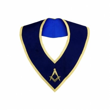 Master Mason Blue Lodge Collar Dark Blue Velvet with Silver Braid Borders