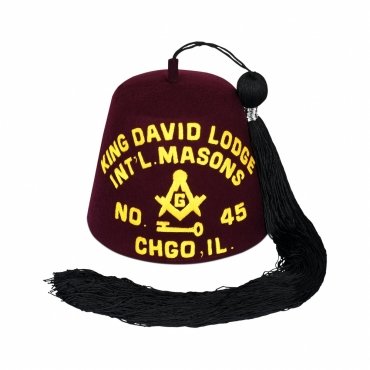 International Masons Fez Hat Maroon With Silk Machine Embroidery